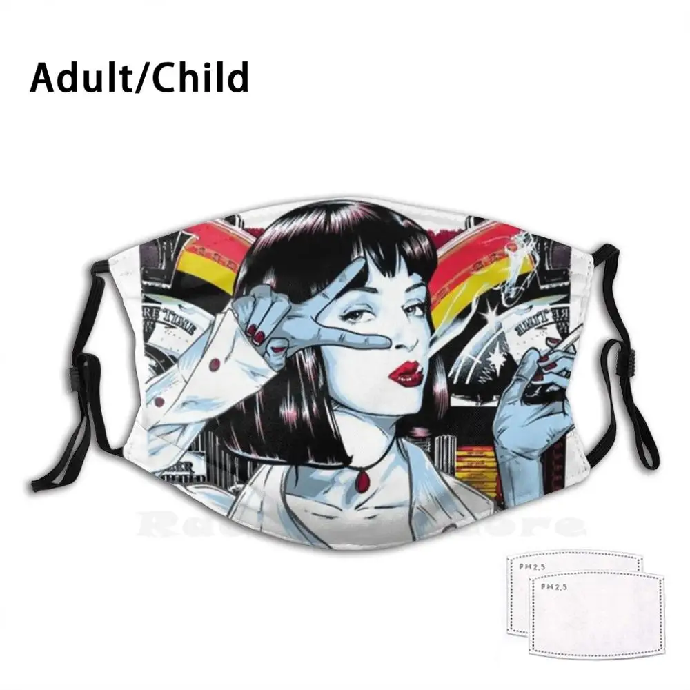 Маска для лица с фильтром Mia Wallace Pm2.2686, многоразовая, с забавным принтом 
Маска для лица с фильтром Mia Wallace Pm2.2686, многоразовая, с забавным принтом