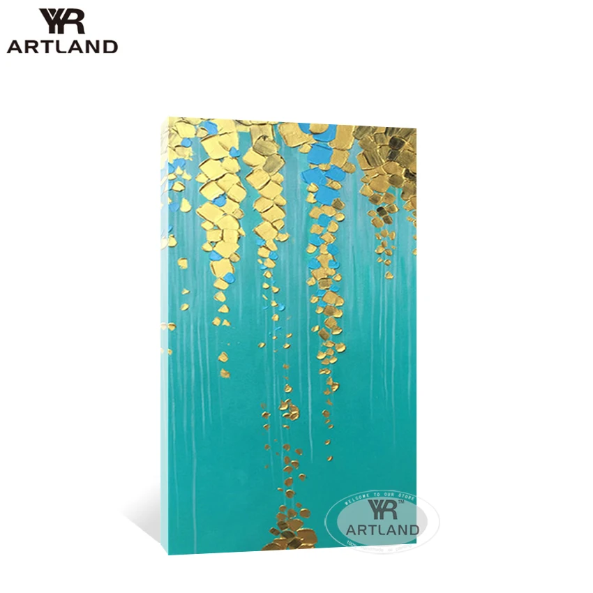 Original oil painting for wall decoration Handmade on canvas gold foil leaves green back landscape picture poster Entrance room
Original oil painting for wall decoration Handmade on canvas gold foil leaves green back landscape picture poster Entrance room