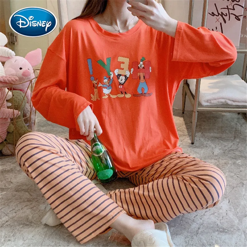Cartoon Long Sleeve Mickey Lion King Duck Print Pajamas Loose and Fresh Women's Growth Sleeve Thin Set Home Service
Cartoon Long Sleeve Mickey Lion King Duck Print Pajamas Loose and Fresh Women's Growth Sleeve Thin Set Home Service