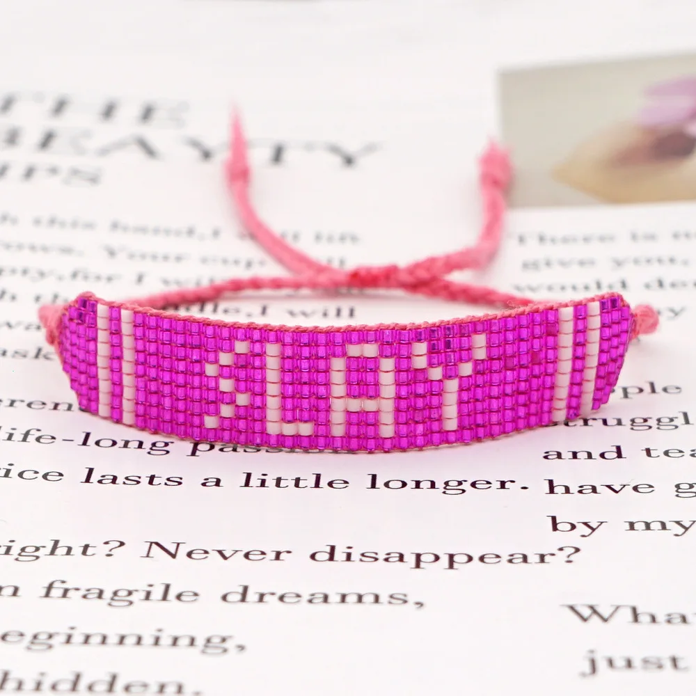 Fashion Rose Red LAY Letter Ethnic Style Tassel Bracelet Hand-woven Rice Bead Bracelet Women Friendship Bracelets Women Jewelry
Fashion Rose Red LAY Letter Ethnic Style Tassel Bracelet Hand-woven Rice Bead Bracelet Women Friendship Bracelets Women Jewelry