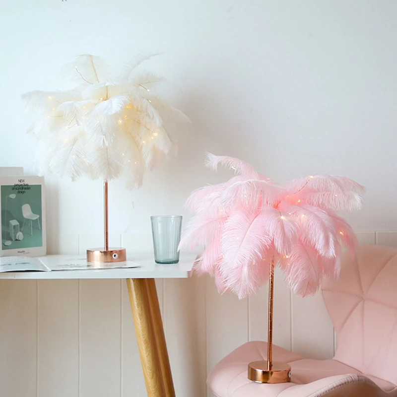 Remote Control Feather Table Lamp USB/AA Battery Power Creative Light Tree Feather Lampshade Wedding Bedroom Decor
Remote Control Feather Table Lamp USB/AA Battery Power Creative Light Tree Feather Lampshade Wedding Bedroom Decor
