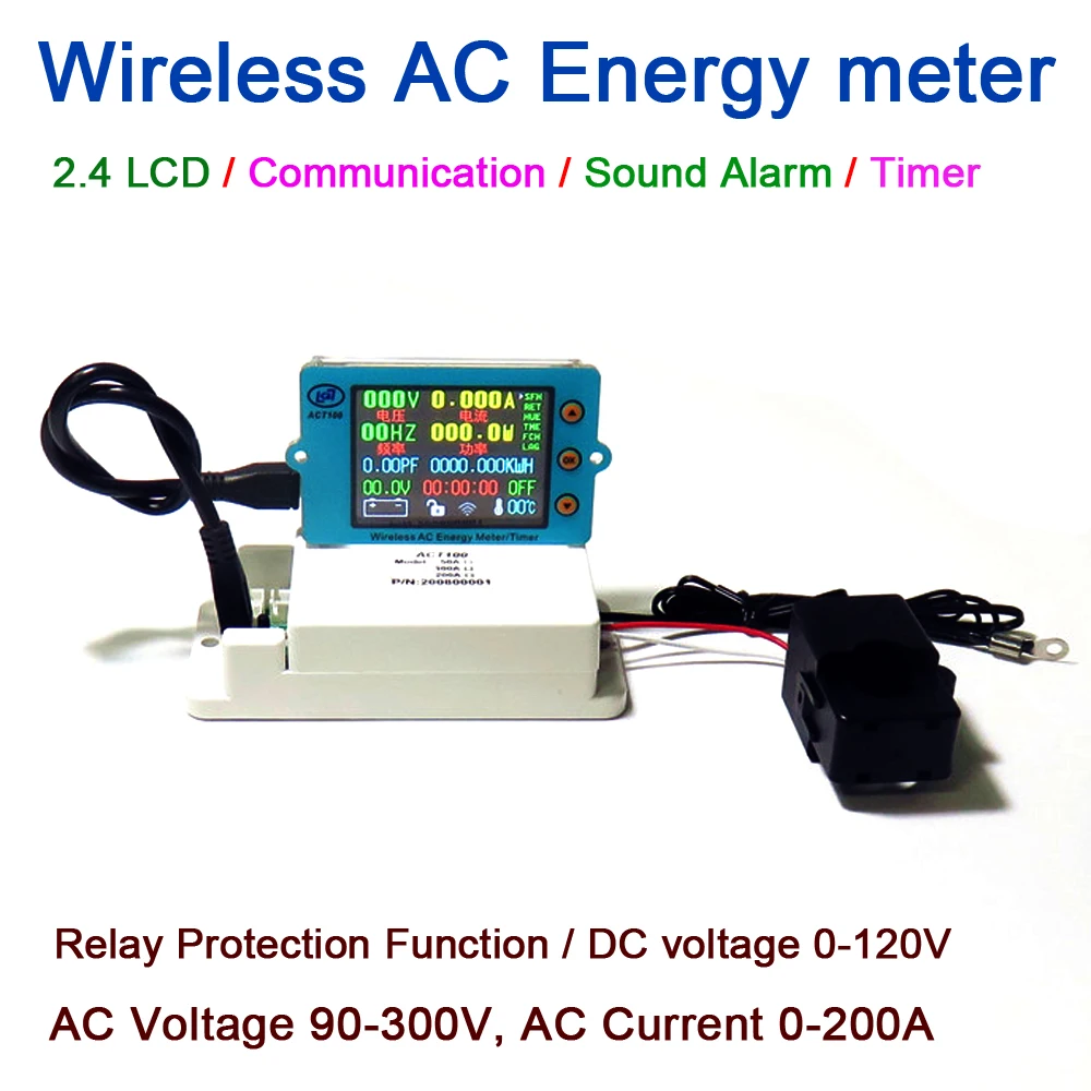 2.4" LCD wireless AC Energy Meter power monitor AC 110V 220V 50A 100A 200A voltage current frequency meter TEMP W alarm Timer
2.4" LCD wireless AC Energy Meter power monitor AC 110V 220V 50A 100A 200A voltage current frequency meter TEMP W alarm Timer