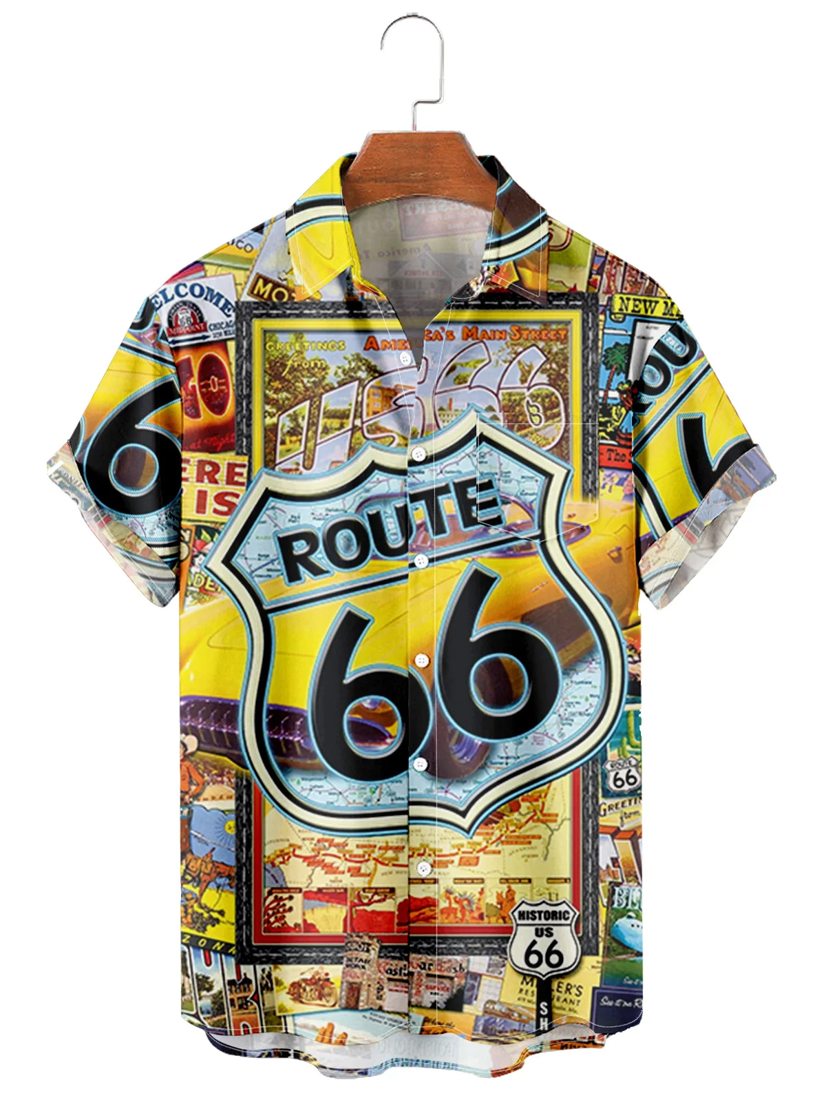 2021 Men's Short Sleeve Lapel Shirt Large Size Route 66 1 3D Printed Men's Shirt with Pocket
2021 Men's Short Sleeve Lapel Shirt Large Size Route 66 1 3D Printed Men's Shirt with Pocket