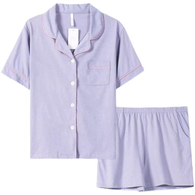 7 color China high quality cotton pajamas for women new summer turn down color thin home clothes short sleeve short pants
7 color China high quality cotton pajamas for women new summer turn down color thin home clothes short sleeve short pants