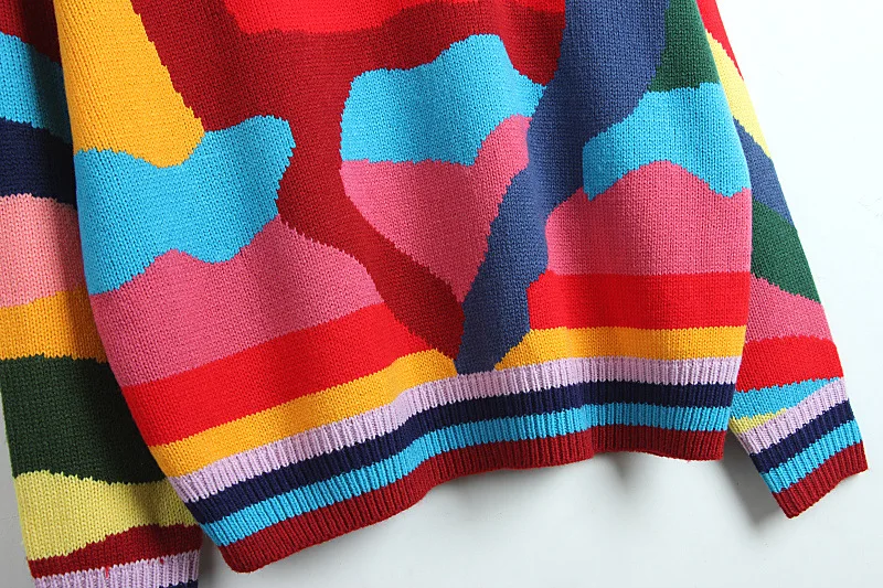 New 2020 Autumn Winter Women Thick Pullover Rainbow Colorful Sweater O-neck Knit Loose Chic Striped Casual Female Jumper Mujer
New 2020 Autumn Winter Women Thick Pullover Rainbow Colorful Sweater O-neck Knit Loose Chic Striped Casual Female Jumper Mujer