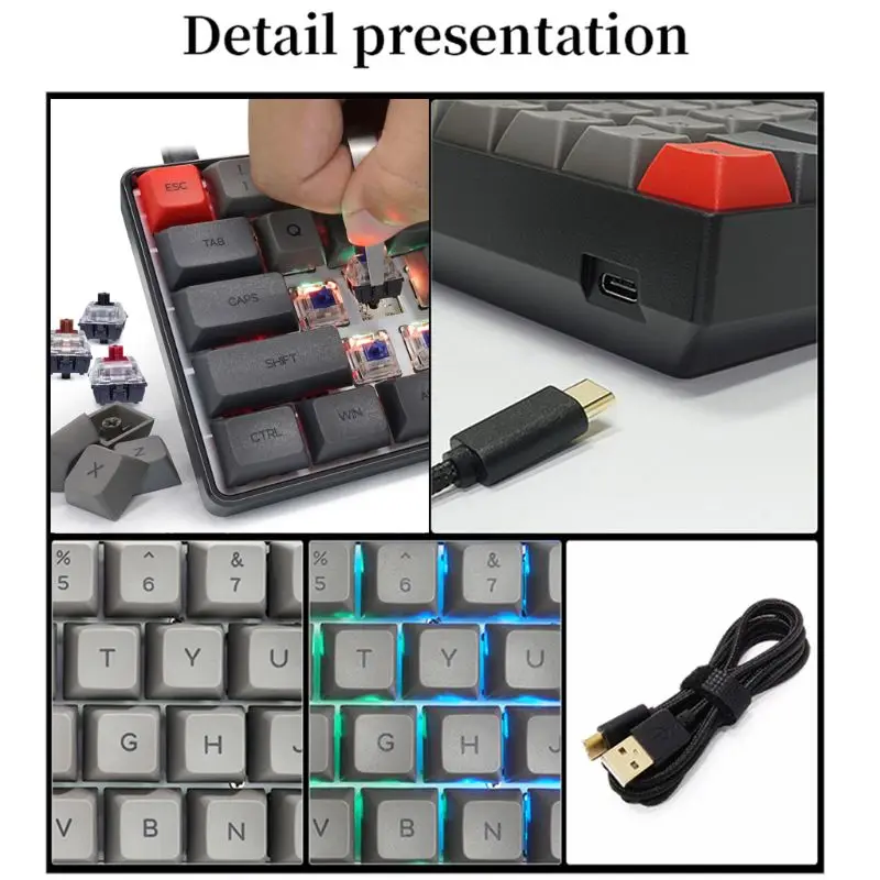 RGB LED Backlit Wired Mechanical Keyboard Portable Waterproof Mini Gaming Keyboard 61 PBT Key caps Gateron Switchs for PC Mac
RGB LED Backlit Wired Mechanical Keyboard Portable Waterproof Mini Gaming Keyboard 61 PBT Key caps Gateron Switchs for PC Mac