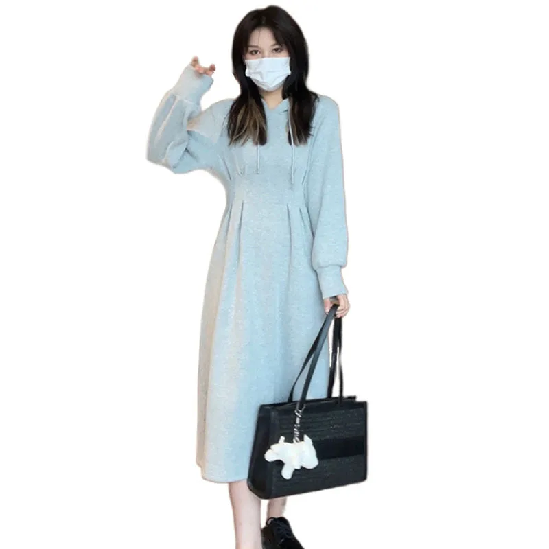 Black Grey Dress Women Hooded High Waist Long Sleeve Loose Simple Korean Style Ladies Dresses Plus Size Spring Autumn 2021 T728
Black Grey Dress Women Hooded High Waist Long Sleeve Loose Simple Korean Style Ladies Dresses Plus Size Spring Autumn 2021 T728