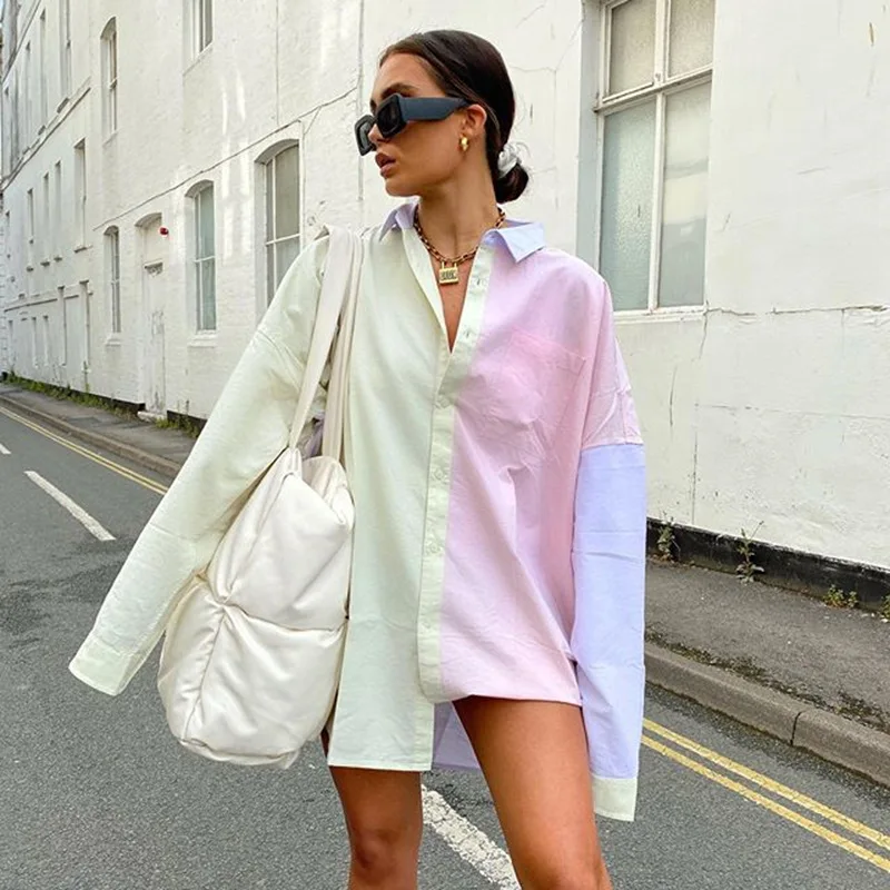 Fall 2020 New Shirt Fashion Rejection Collar Long Sleeve Color Contrast Patchwork Pocket Button Loose Long Shirt for Women
Fall 2020 New Shirt Fashion Rejection Collar Long Sleeve Color Contrast Patchwork Pocket Button Loose Long Shirt for Women