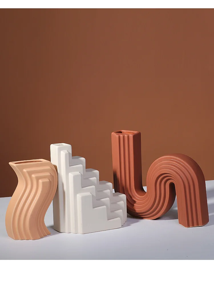 Nordic Style Ceramic Vase Decoration Modern Geometric Architectural Modeling Creative Soft Decoration 
Nordic Style Ceramic Vase Decoration Modern Geometric Architectural Modeling Creative Soft Decoration