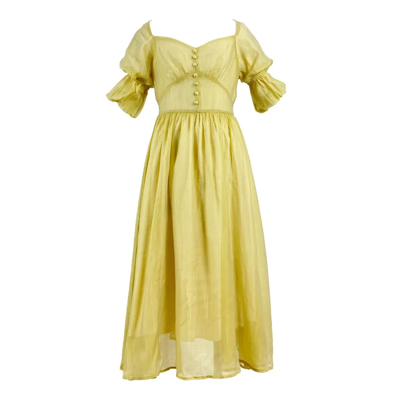 Korean Design Summer Chiffon Dress Women Vintage Royal Square Collar Puff Sleeve Princess Dresses For Elegant Lady Vestido
Korean Design Summer Chiffon Dress Women Vintage Royal Square Collar Puff Sleeve Princess Dresses For Elegant Lady Vestido
