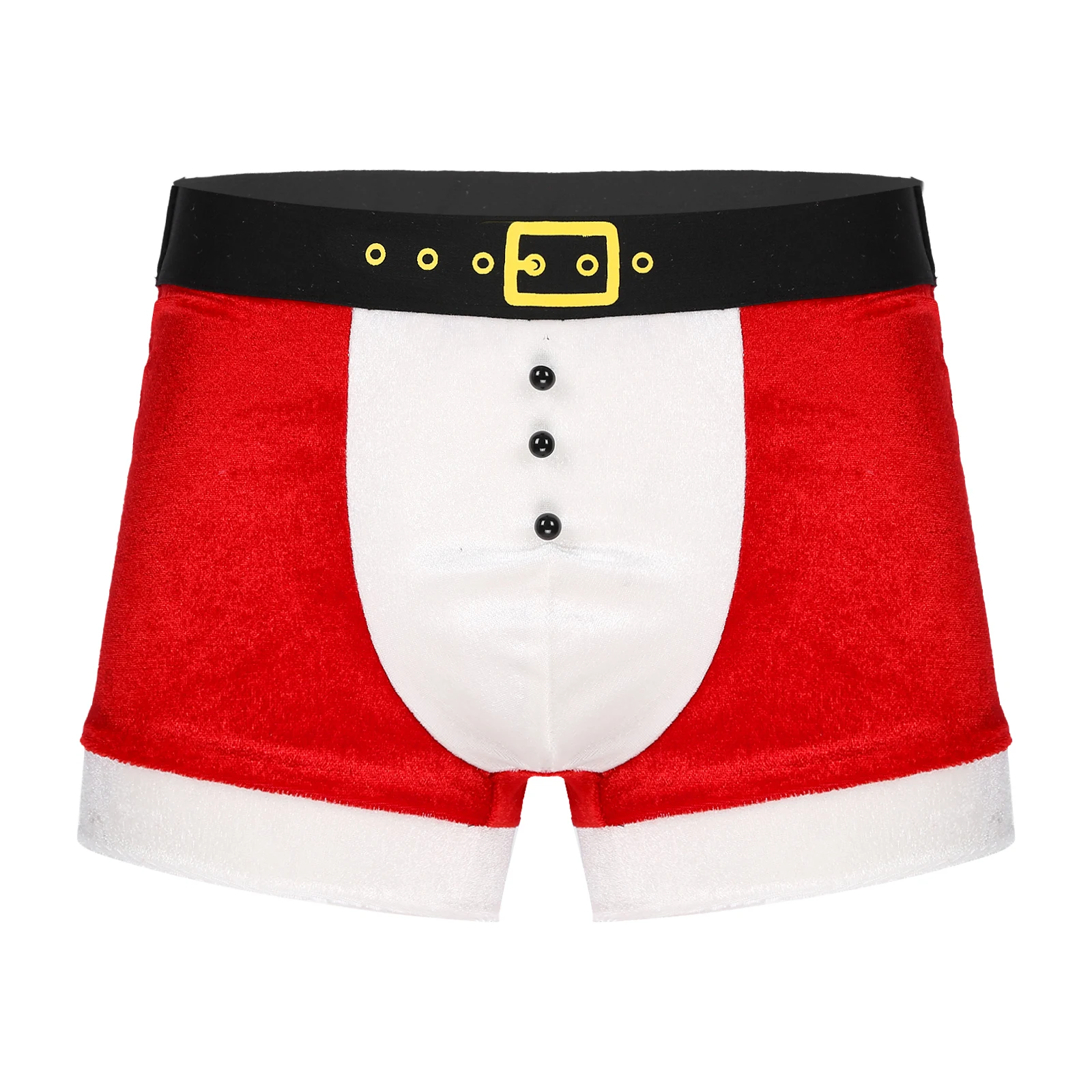 

Men Velvet Boxers Red Santa Clause Christmas Boxers Elastic Waistband Boxer Brief Low Waist Bulge Pouch Shorts Christmas Gifts