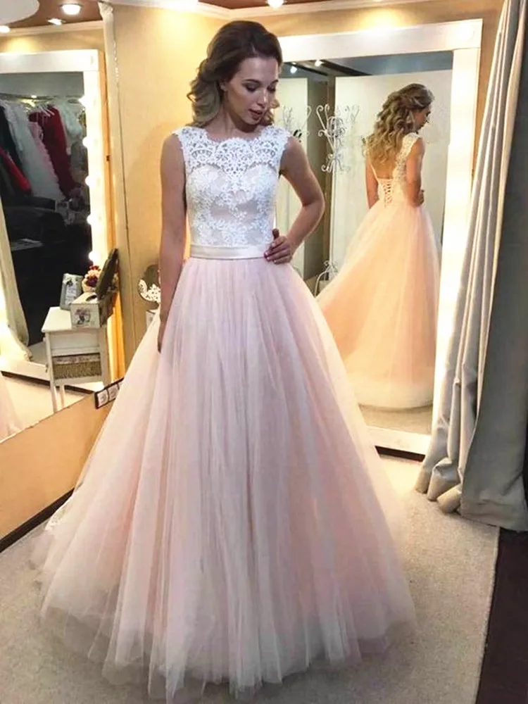 Blush Pink Tulle Wedding Dress Lace Top Sleeveless Jewek Neck Corset Back A Line Vestidos De Noiva Bridal Gowns Simple Design
Blush Pink Tulle Wedding Dress Lace Top Sleeveless Jewek Neck Corset Back A Line Vestidos De Noiva Bridal Gowns Simple Design