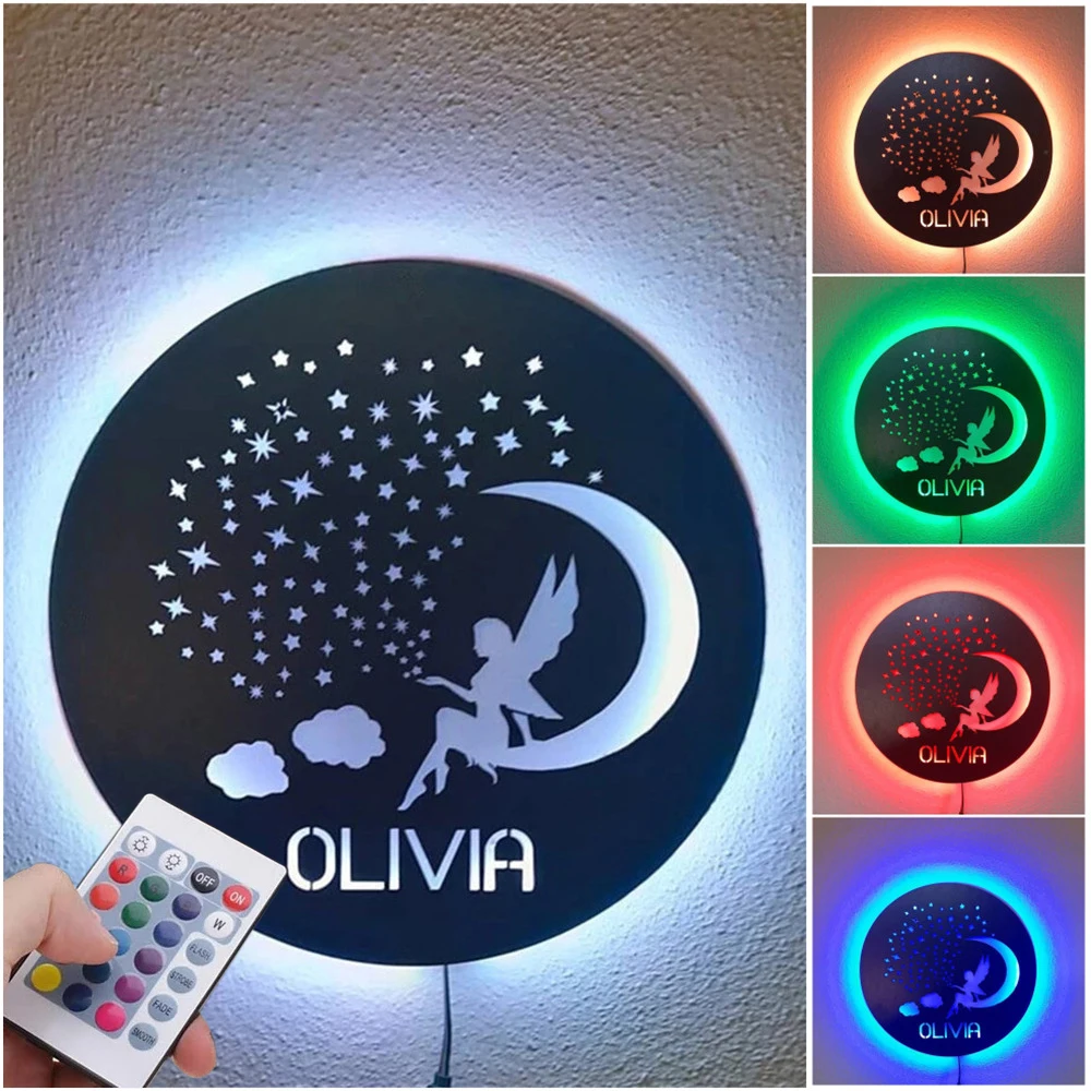 Personalized Fairy on the Moon LED Night Light Custom Name Wood Wall Lamp for Kids Girls Boys Gifts Home Decor Adjustable Light
Personalized Fairy on the Moon LED Night Light Custom Name Wood Wall Lamp for Kids Girls Boys Gifts Home Decor Adjustable Light