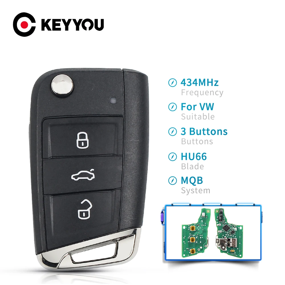 KEYYOU 3 Buttons Car Remote Key 434MHz ID48 Chip Uncut For VW Volkswagen MQB For Golf VII Golf 7 MK7 Skoda Octavia A7 HU66 Blade
KEYYOU 3 Buttons Car Remote Key 434MHz ID48 Chip Uncut For VW Volkswagen MQB For Golf VII Golf 7 MK7 Skoda Octavia A7 HU66 Blade