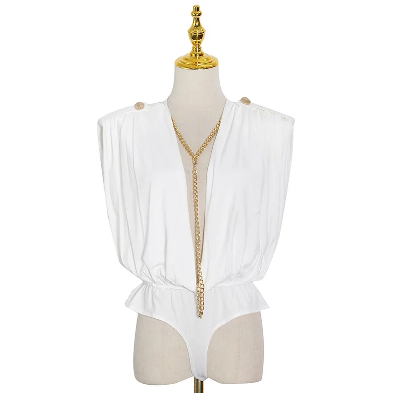 Chao brand summer new fashion temperament commuter metal chain sexy backless sleeveless jumpsuit women
Chao brand summer new fashion temperament commuter metal chain sexy backless sleeveless jumpsuit women