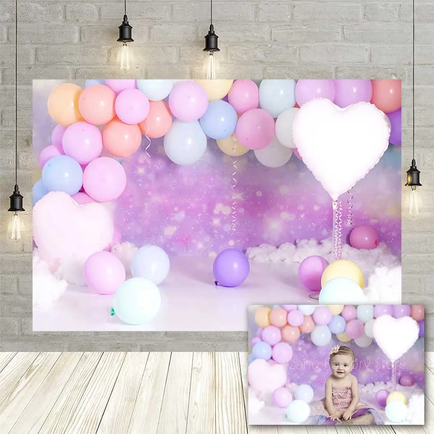 

Фоны для фотосъемки Avezano с изображением розового торта для вечеринки в честь Дня рождения ребенка любовь воздушные шары фон для фотостудии ...