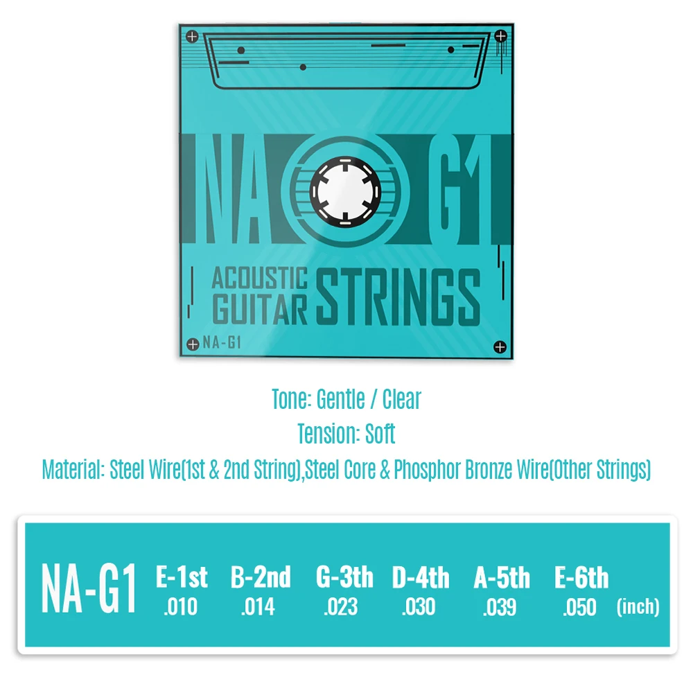 6-Piece Acoustic Guitar Strings Set with Hexagonal Steel Core Phosphor Bronze Wire Winding Harder Tension
6-Piece Acoustic Guitar Strings Set with Hexagonal Steel Core Phosphor Bronze Wire Winding Harder Tension