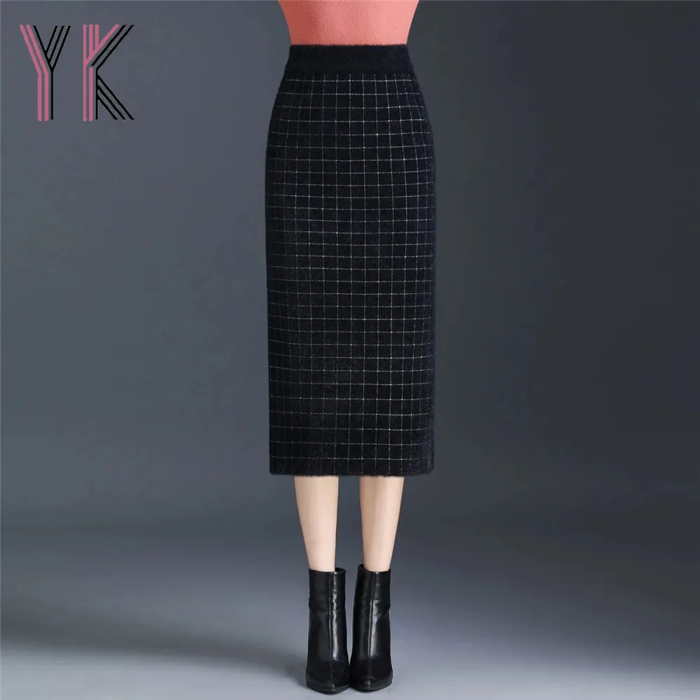 Black White Plaid Back Slit Imitation Mink Fleece Midi Pencil Skirts Elegant Elastic Band High Waist Women Sukienka Knitted Saia
Black White Plaid Back Slit Imitation Mink Fleece Midi Pencil Skirts Elegant Elastic Band High Waist Women Sukienka Knitted Saia