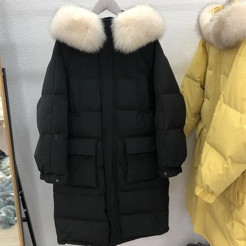 Janveny Women's Long Puffer Coat 2020 Large Natural Fox Fur Hooded 90% White Duck Down Jacket Women Feather Clothes Female Parka
Janveny Women's Long Puffer Coat 2020 Large Natural Fox Fur Hooded 90% White Duck Down Jacket Women Feather Clothes Female Parka
