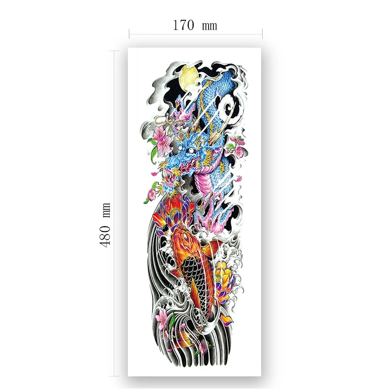 Waterproof Temporary Tattoo Sticker Full Arm Large Size Dragon King Carp Tatto Stickers Flash Tatoo Fake Tattoos for Men Women
Waterproof Temporary Tattoo Sticker Full Arm Large Size Dragon King Carp Tatto Stickers Flash Tatoo Fake Tattoos for Men Women