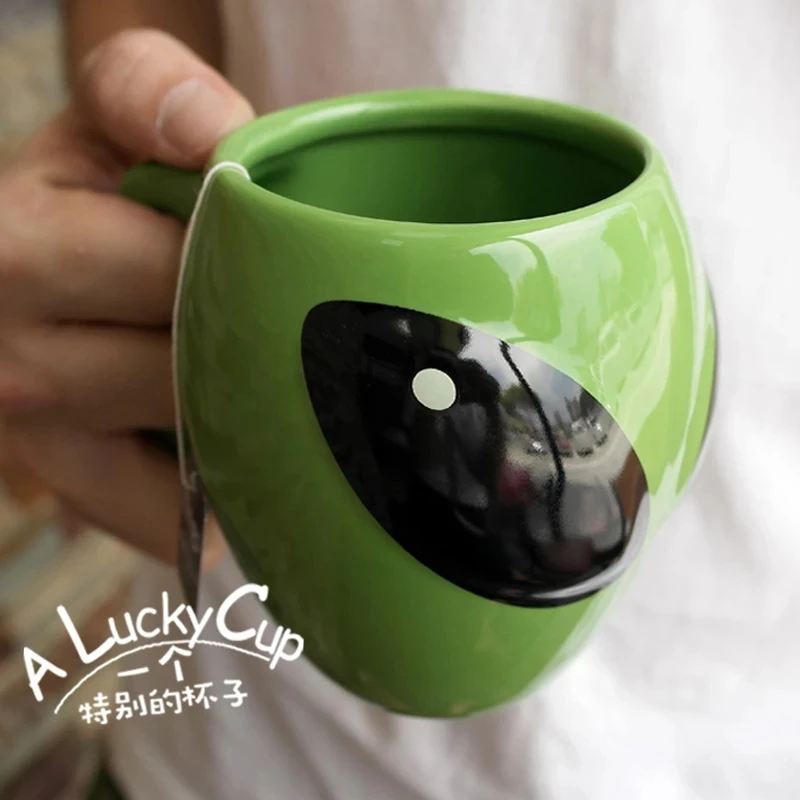 Ceramic Anime Green Alien Coffee Mugs And Cups Creative Reusable Cute Milk Tea Cup Boyfriend Funny Gift Drinkware Coffeeware | Дом и сад
