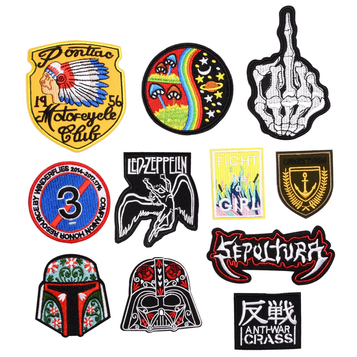 

Trendy British Fashion Embroidered Badge Cloth Sticker Skeleton Angel Patch Round Digital Patch Hole Stickers Diy Clothes