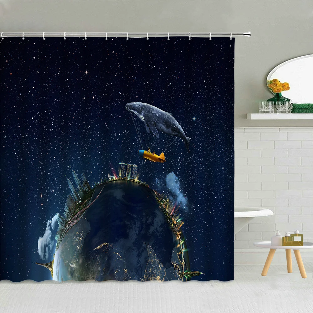 Starry Sky Earth Fantasy Landscape Shower Curtain Whale Spaceship City Night View Bathroom Decor Waterproof Fabric Curtains Set
Starry Sky Earth Fantasy Landscape Shower Curtain Whale Spaceship City Night View Bathroom Decor Waterproof Fabric Curtains Set