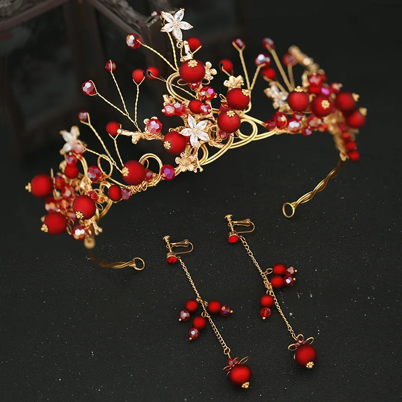 Red Jewelry Set Crown Bridal Headdress Fairy Hair Accessories Jewelry Super Wedding Toast Clothing Hair Accessories Handmade
Red Jewelry Set Crown Bridal Headdress Fairy Hair Accessories Jewelry Super Wedding Toast Clothing Hair Accessories Handmade