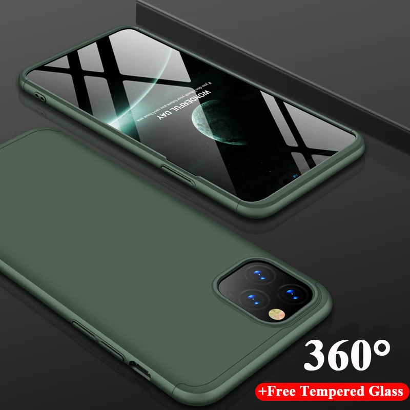 Для iPhone 11 Pro Max ударопрочный армированный Жесткий Тонкий чехол на 360 ° + пленка для