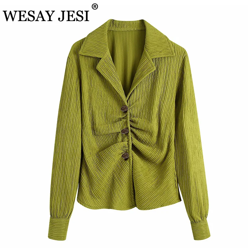 WESAY JESI Summer Blouses Women Casual Top Shirt Fashion Chic Green V-Neck Pleated Tunic Long Sleeve Button-Up Women's Clothing
WESAY JESI Summer Blouses Women Casual Top Shirt Fashion Chic Green V-Neck Pleated Tunic Long Sleeve Button-Up Women's Clothing