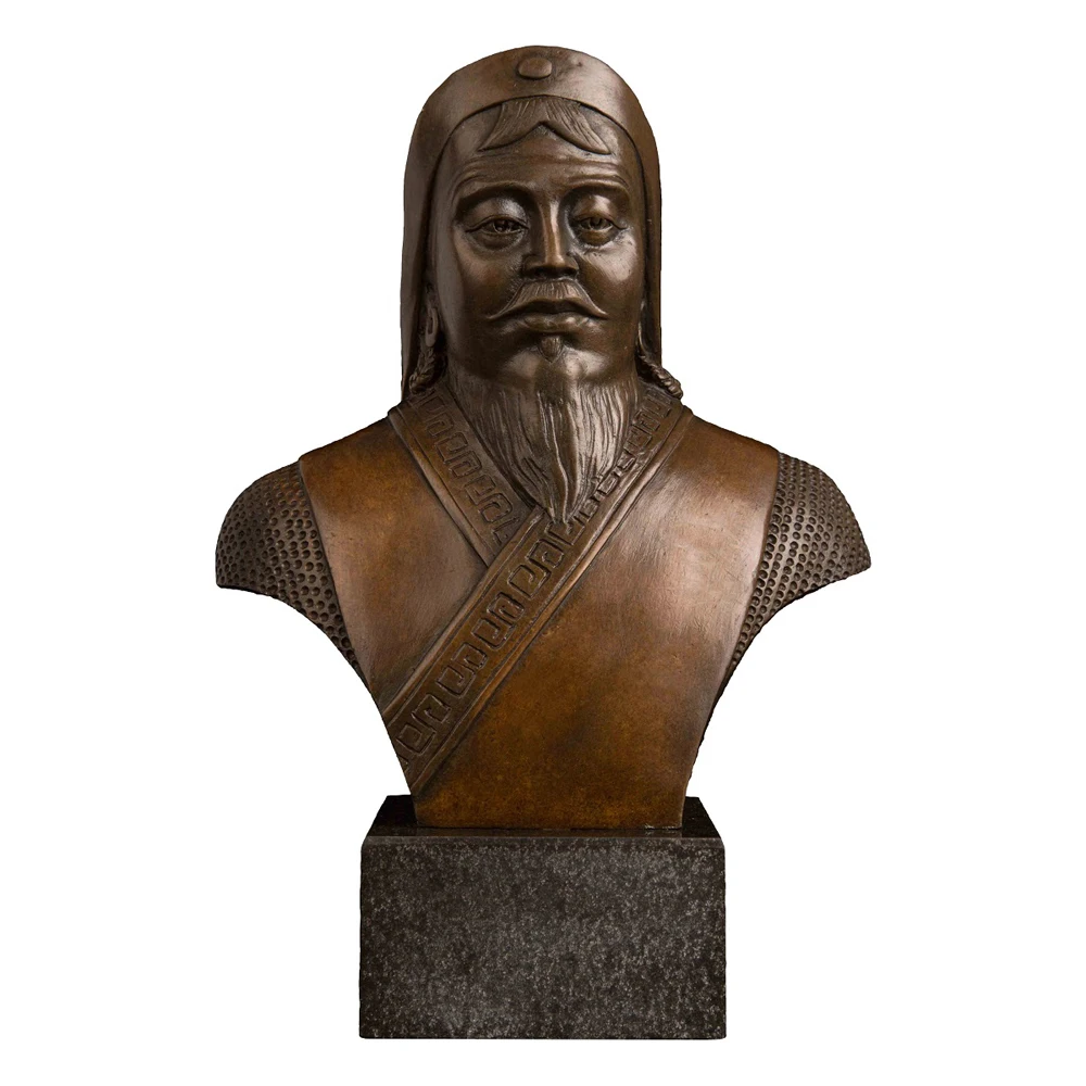 Famous Chinese Hero Bronze Genghis Khan Bust Statue Sculpture People Figurine Vintage Art Collector Collectible
Famous Chinese Hero Bronze Genghis Khan Bust Statue Sculpture People Figurine Vintage Art Collector Collectible