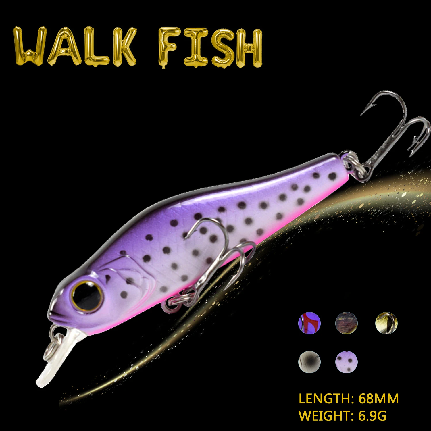 

WALK FISH приманка в виде гольяна 68 мм/6,9 г, подвесные рыболовные приманки, искусственные рыболовные жесткие приманки 3D глаза, свимбейт, рыболовн...