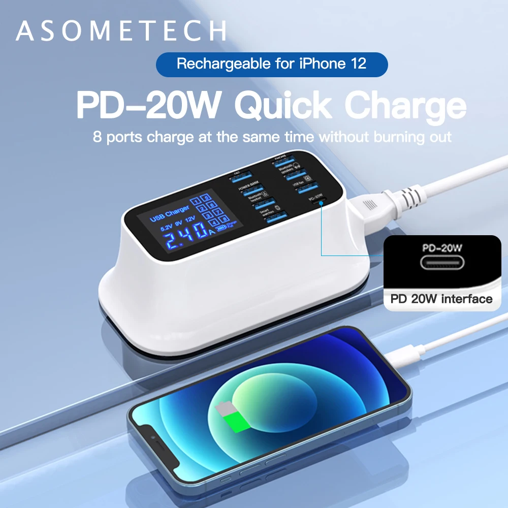 PD 20W Quick Charge USB Adapter Charger 8 Ports Type C USB C Fast Phone Charger Station for iPhone 12 11 Pro Max xiaomi
PD 20W Quick Charge USB Adapter Charger 8 Ports Type C USB C Fast Phone Charger Station for iPhone 12 11 Pro Max xiaomi