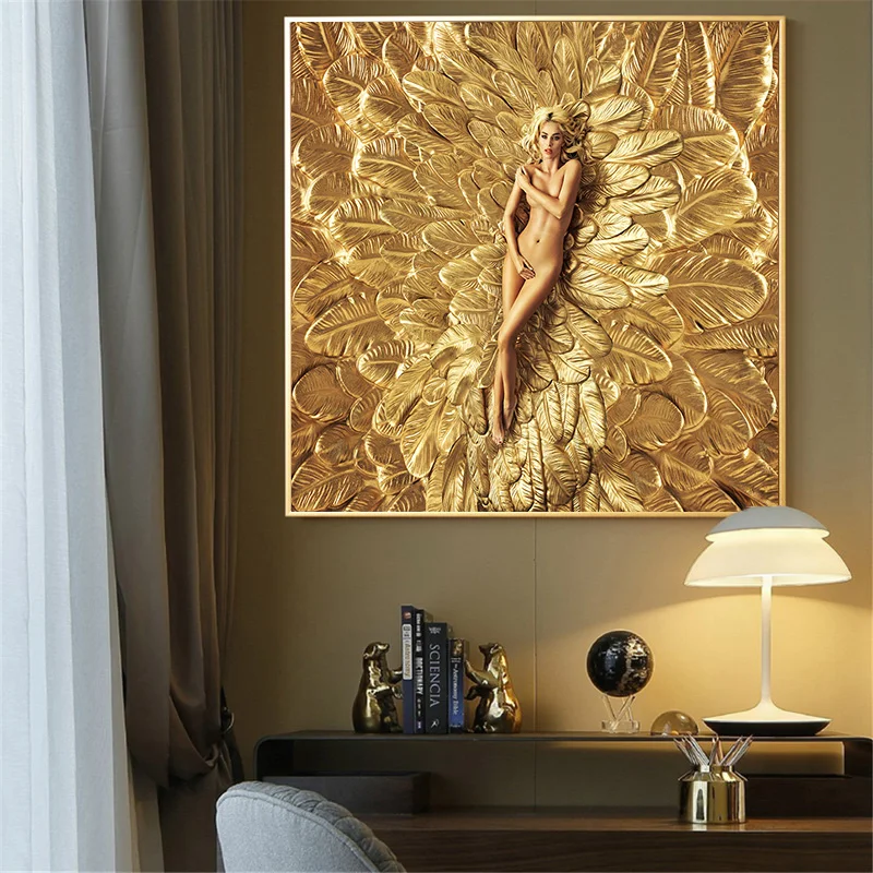 Golden Art Sexy 3D Texture Beauty Women Feather Wings Posters Prints Canvas Painting Nordic Wall Art Picture KTV Bar Home Decor
Golden Art Sexy 3D Texture Beauty Women Feather Wings Posters Prints Canvas Painting Nordic Wall Art Picture KTV Bar Home Decor