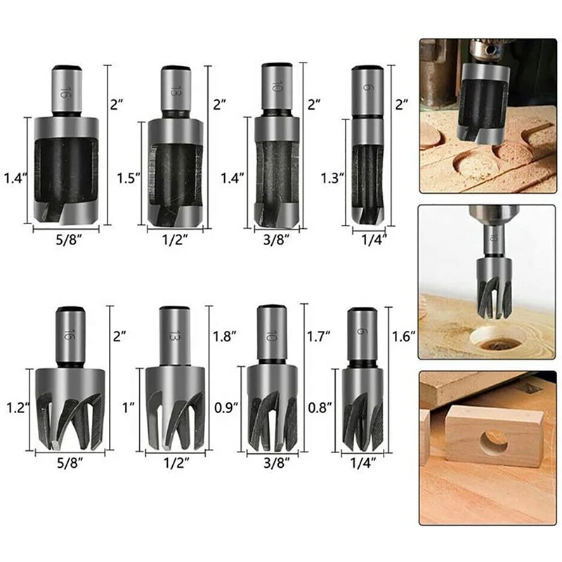 24Pcs Woodworking Chamfer Countersink Drill Bit Set 8Pcs Wood Plug Cutter and Automatic
24Pcs Woodworking Chamfer Countersink Drill Bit Set 8Pcs Wood Plug Cutter and Automatic