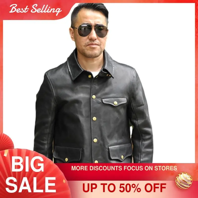 2021 Black Casual Style Genuine Leather Jacket Men Single Breasted Large Size 3XL Real Natural Horsehide Slim Fit Spring Coat
2021 Black Casual Style Genuine Leather Jacket Men Single Breasted Large Size 3XL Real Natural Horsehide Slim Fit Spring Coat
