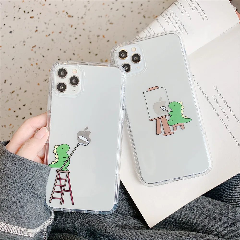 Для iPhone 11 Pro Max XS XR XSMAX чехол милый мультяшный динозавр прозрачный Tpu Fundas для X 6S 6 7 8