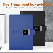 Leather Fingerprint Lock Notebook Office School multi-function Smart Wireless Charger Diary Daolin Paper With Wireless Charging