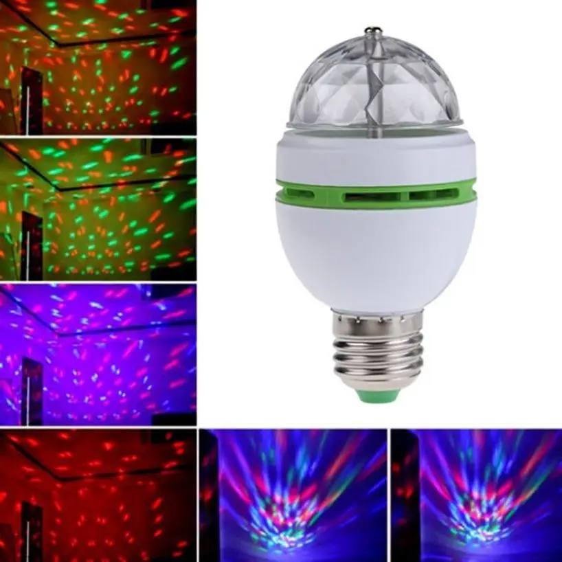 Цветная вращасветодиодный Автоматическая RGB Светодиодная лампа E27 3 Вт