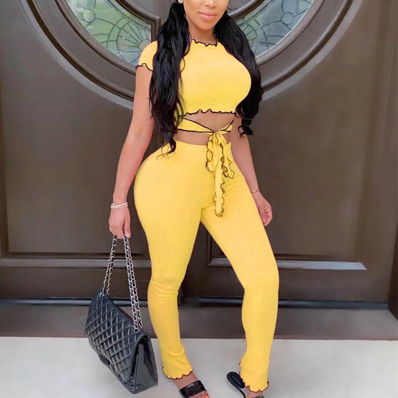 Ruffles Women Two Piece Sets Sexy Short Sleeve Matching Set Female Crop Tops And Long Pants Casual Streetwear Tracksuits
Ruffles Women Two Piece Sets Sexy Short Sleeve Matching Set Female Crop Tops And Long Pants Casual Streetwear Tracksuits