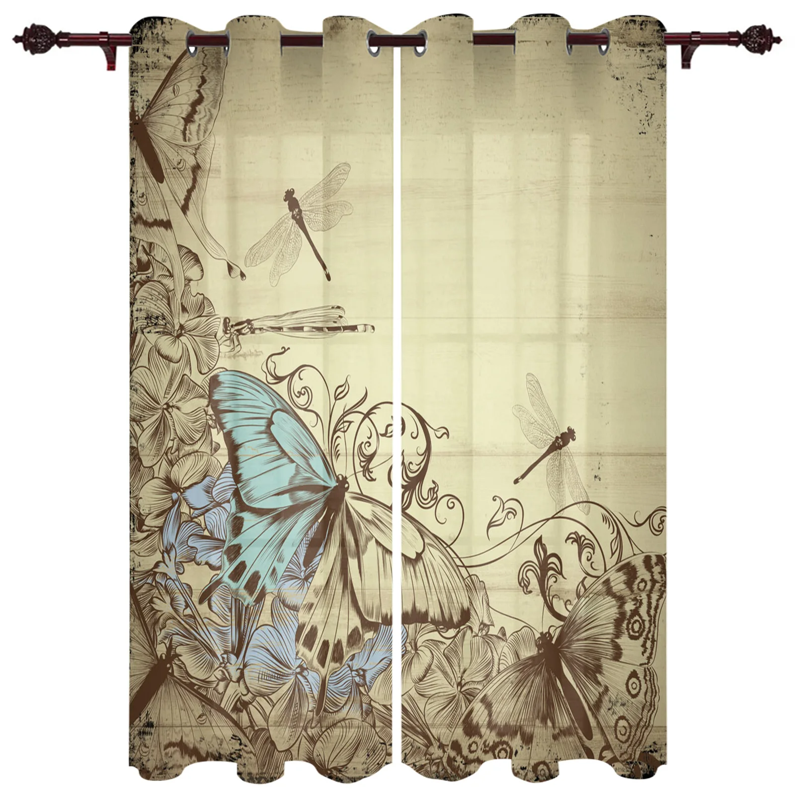 Wood Grain Plant Butterfly Retro Window Curtains Kitchen Bedroom Fabric Drapes Curtain Home Draperies Curtains for Living Room
Wood Grain Plant Butterfly Retro Window Curtains Kitchen Bedroom Fabric Drapes Curtain Home Draperies Curtains for Living Room