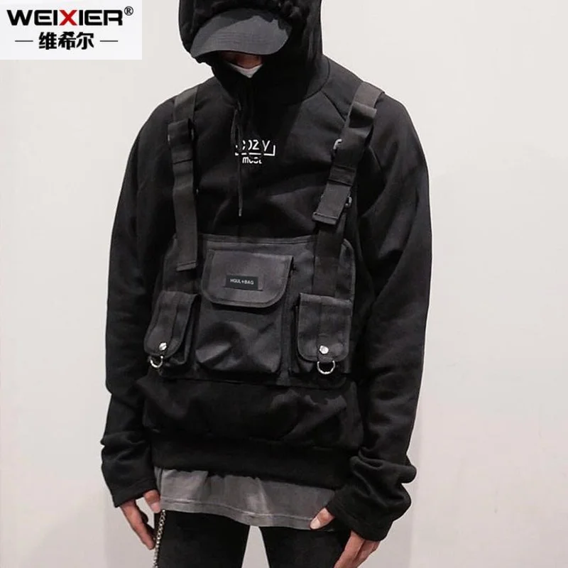 

Fashion Chest Rig Bag Hip Hop Streetwear Functional Tactical Chest Bags Cross Shoulder Bag Kanye West Backpacks Waist Bag Black