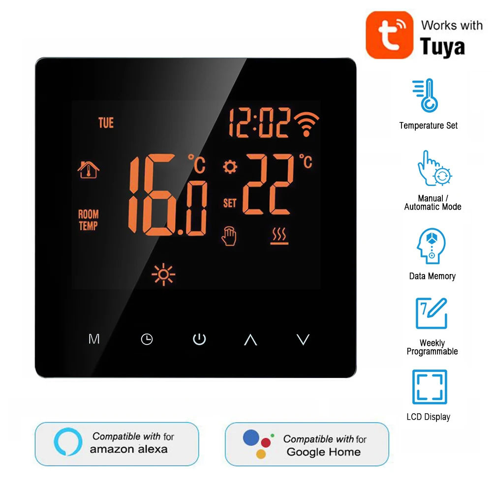 Tuya WiFi Smart Thermostat Electric Floor Heating Water / Gas Boiler Temperature Thermometer Remote Controller for Google Home
Tuya WiFi Smart Thermostat Electric Floor Heating Water / Gas Boiler Temperature Thermometer Remote Controller for Google Home