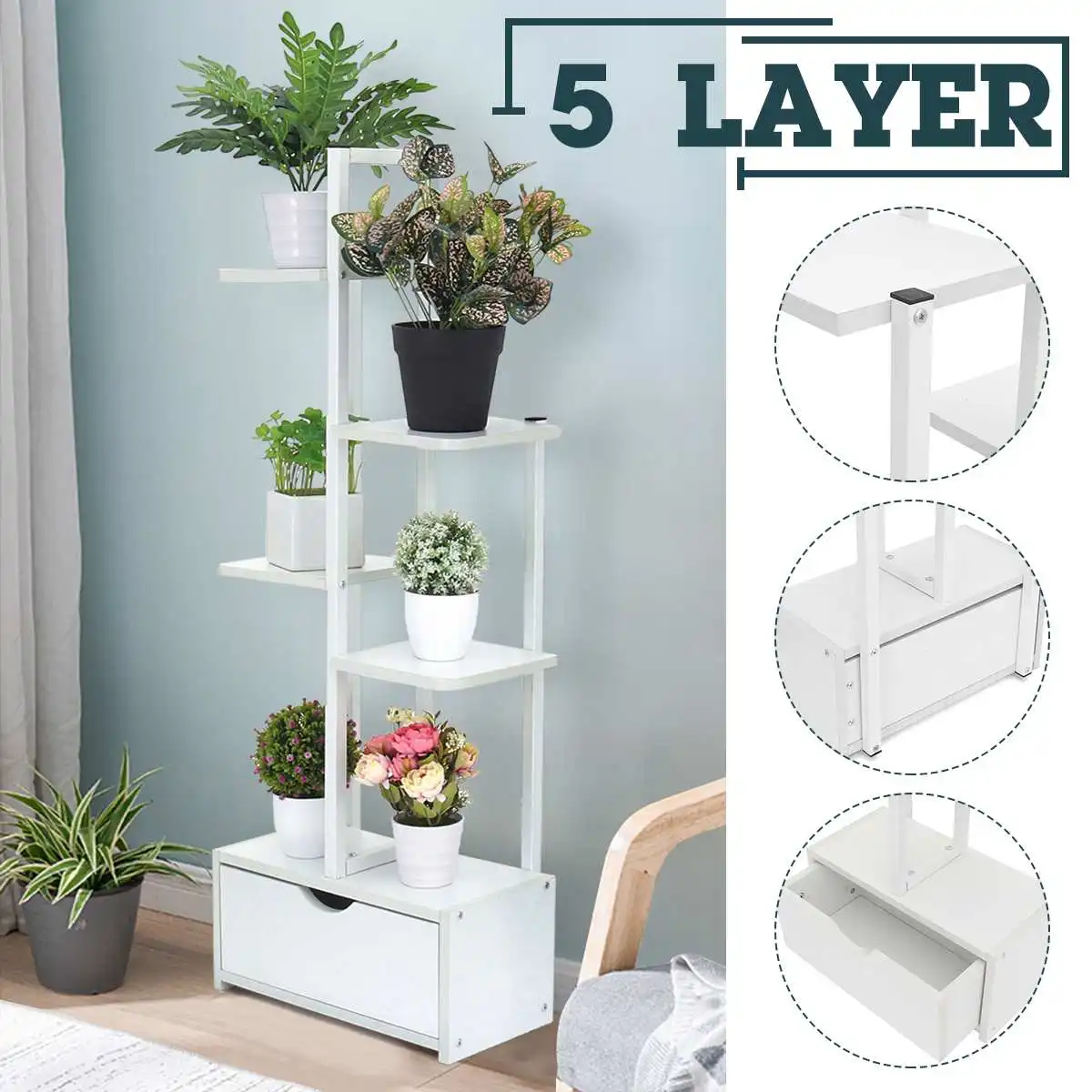 Modern Flower Pot Shelf Wrought Iron Balcony Living Room Interior Decoration Floor-standing 5 Layers Flower Shelf Storage
Modern Flower Pot Shelf Wrought Iron Balcony Living Room Interior Decoration Floor-standing 5 Layers Flower Shelf Storage