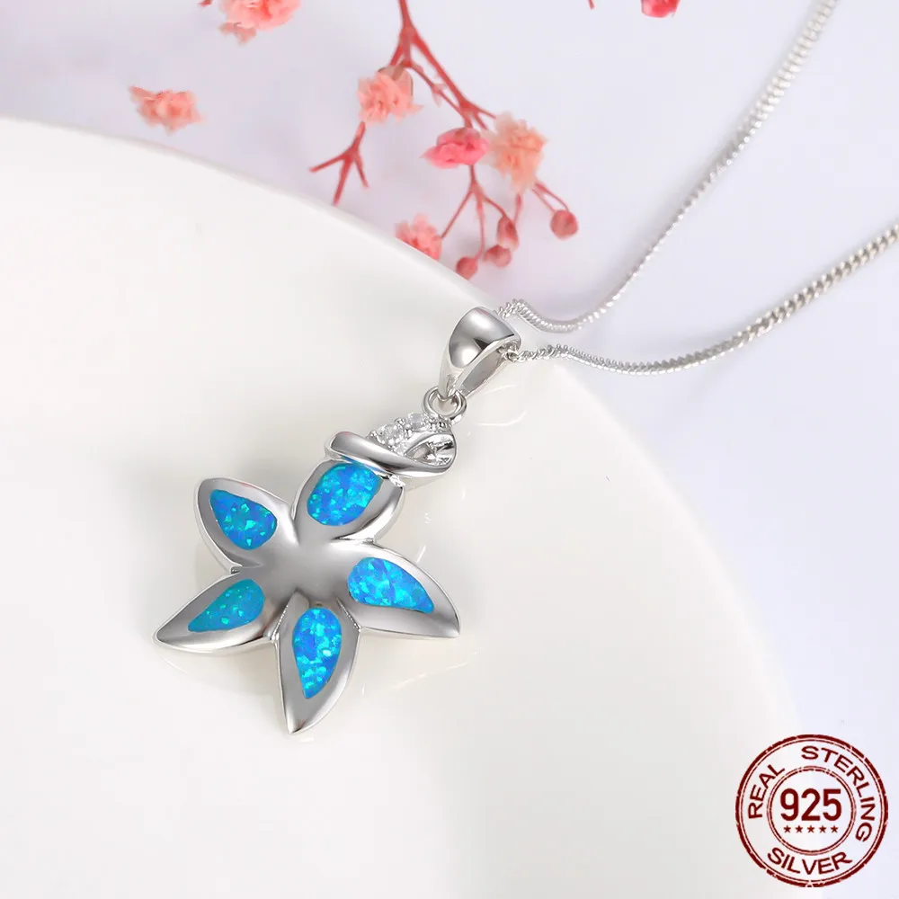 925 Sterling Silver Necklaces Blue Opal Spring Flower Pendant Necklace Fine Jewelry for Women Chain Necklace Gift
925 Sterling Silver Necklaces Blue Opal Spring Flower Pendant Necklace Fine Jewelry for Women Chain Necklace Gift