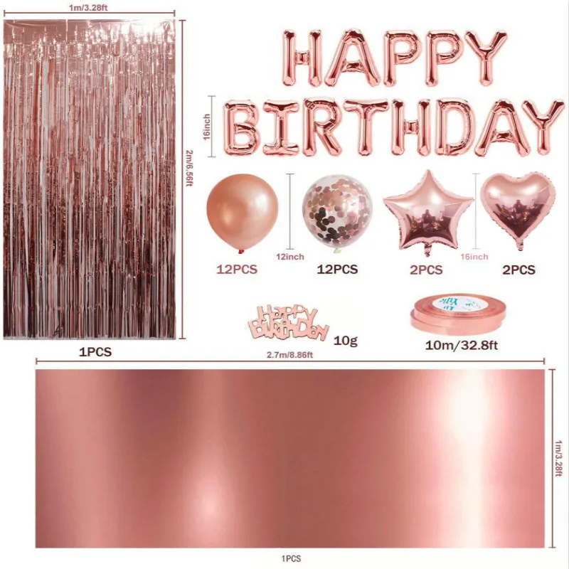 Rose Gold Tablecloth Party Carnival Decoration Set Rose Gold Confetti Balloon Decoration Scene
Rose Gold Tablecloth Party Carnival Decoration Set Rose Gold Confetti Balloon Decoration Scene