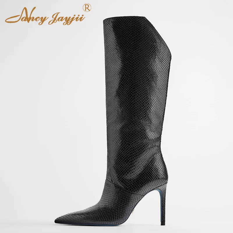 Black PU Snakeskin Slip On Sexy Knee High Boots For Woman 2021 Winter Women’S Pointed Toe Super Stiletto Heels Ladies Shoes
Black PU Snakeskin Slip On Sexy Knee High Boots For Woman 2021 Winter Women’S Pointed Toe Super Stiletto Heels Ladies Shoes