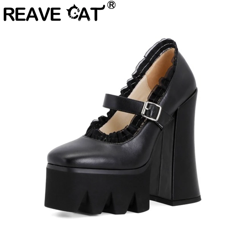 REAVE CAT 2021 Thick Sole Pumps Mary Janes Ruffles Round Toe Platform Punk Buckle Strap 15cm Chunky Heel US12 Black White A4352
REAVE CAT 2021 Thick Sole Pumps Mary Janes Ruffles Round Toe Platform Punk Buckle Strap 15cm Chunky Heel US12 Black White A4352