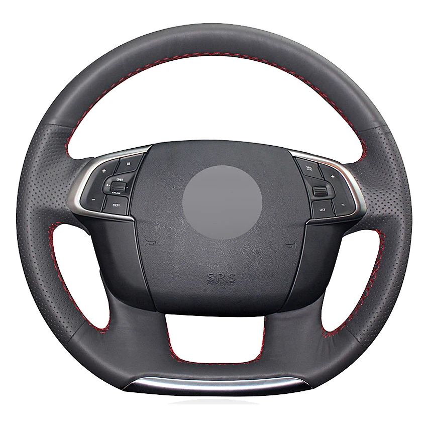 

Black Genuine Leather Hand-stitched Car Steering Wheel Cover For Citroen C4 C4L 2011 2012 2013 2014 2015 2016 2017 2018 DS4 DS 4