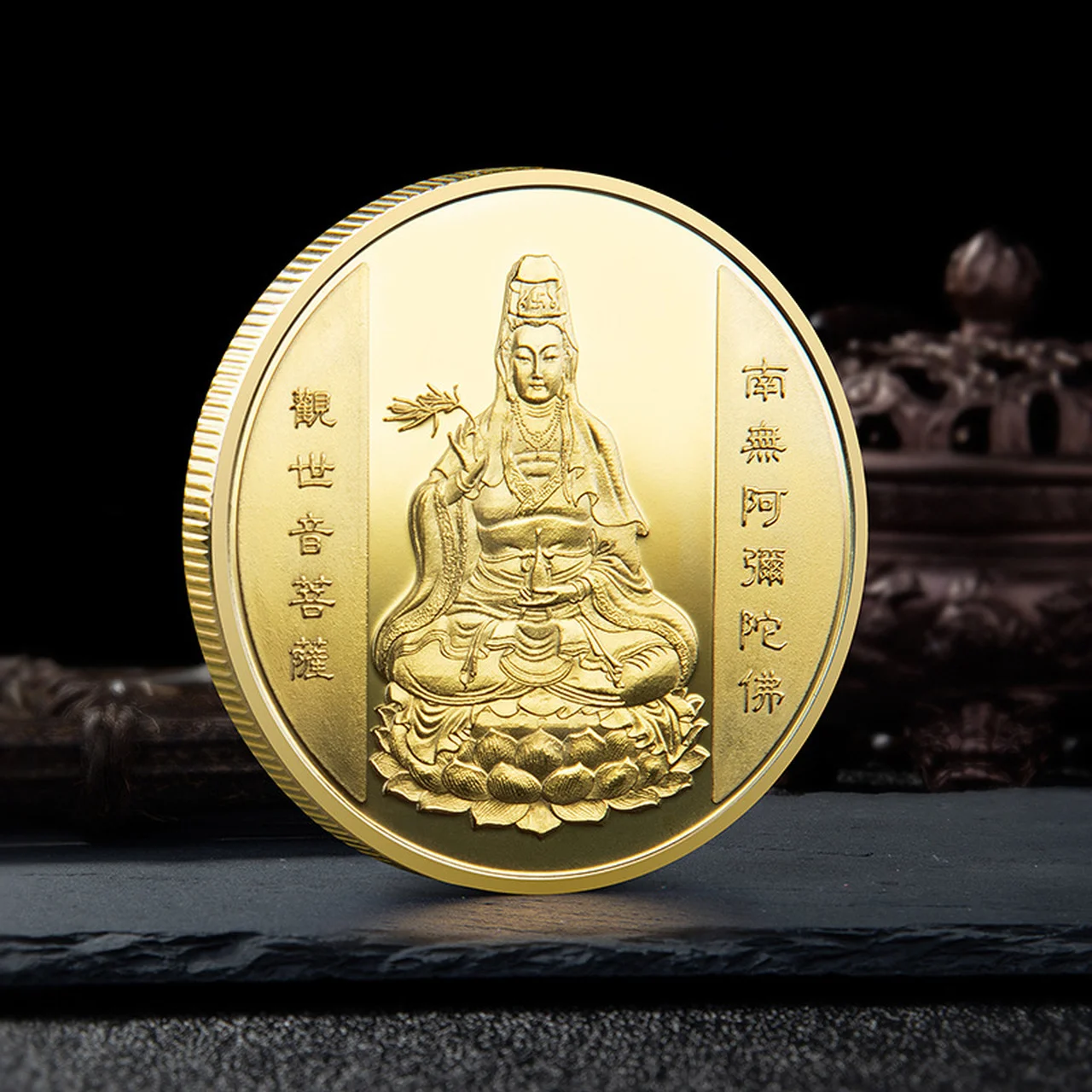 Chinese Style Lucky Jinbao Wealth Commemorative Medal Religious Guanyin Bodhisattva Good Fortune Gold Coin Metal Badge Crafts
Chinese Style Lucky Jinbao Wealth Commemorative Medal Religious Guanyin Bodhisattva Good Fortune Gold Coin Metal Badge Crafts